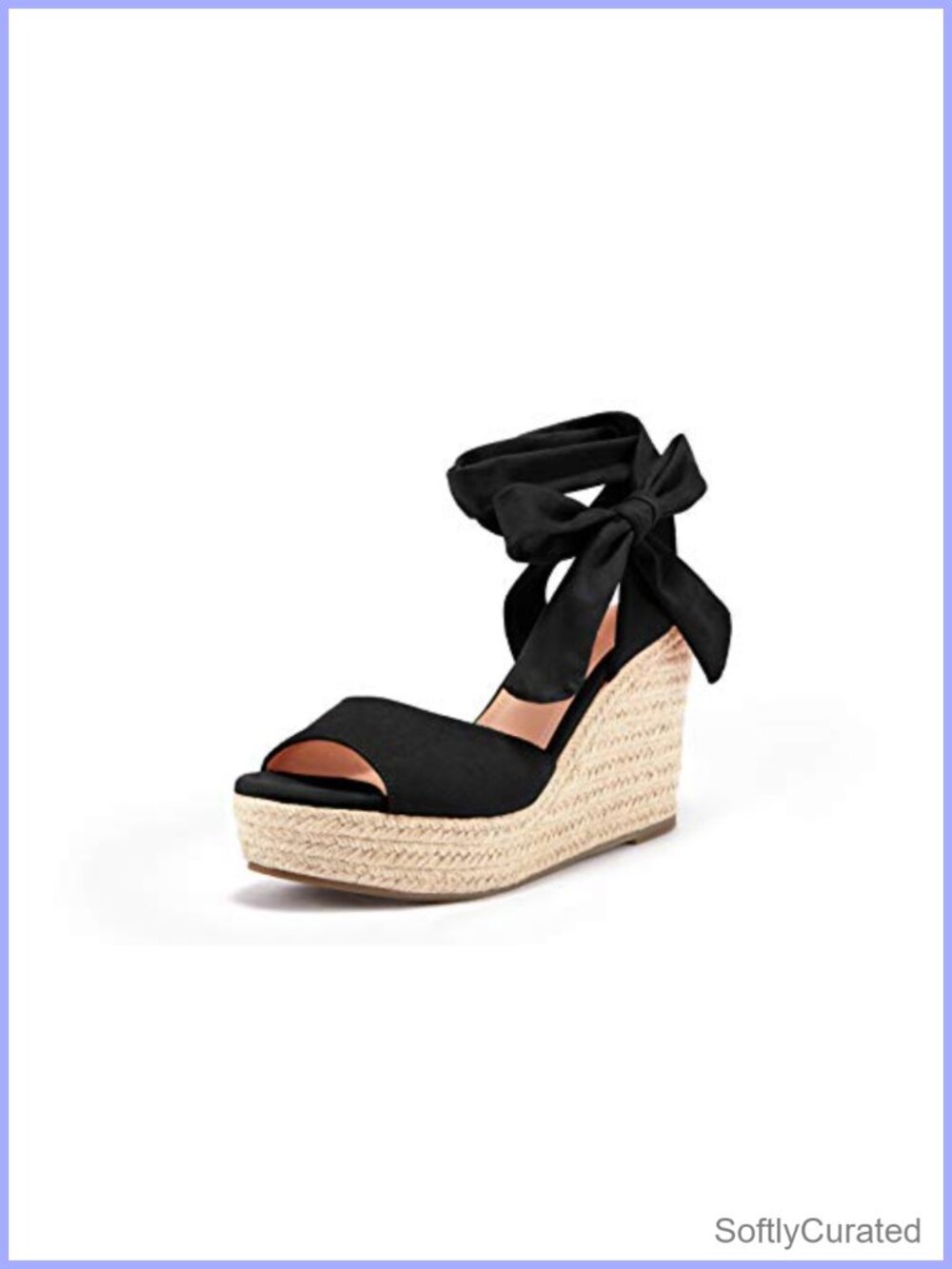 SERAIH Women's Lace-Up Espadrille Platform Wedge Sandals 4 Inch Heel Faux Suede